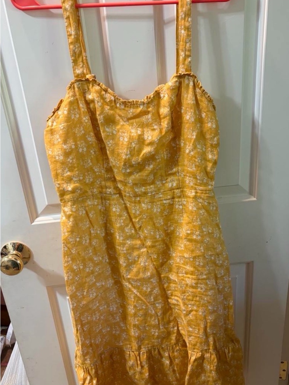 Yellow Floral Sundress 100% linen